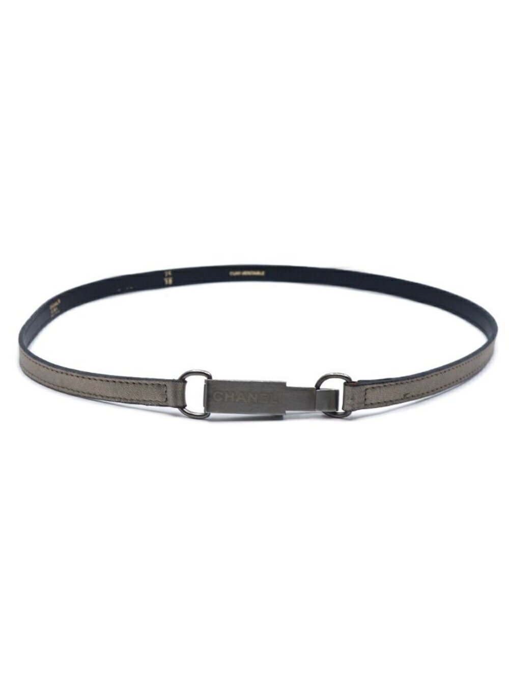 Chanel Belt Silver Leather 75